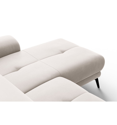 Canapé d'angle relax 4 places droit FIERO, tissu velours beige