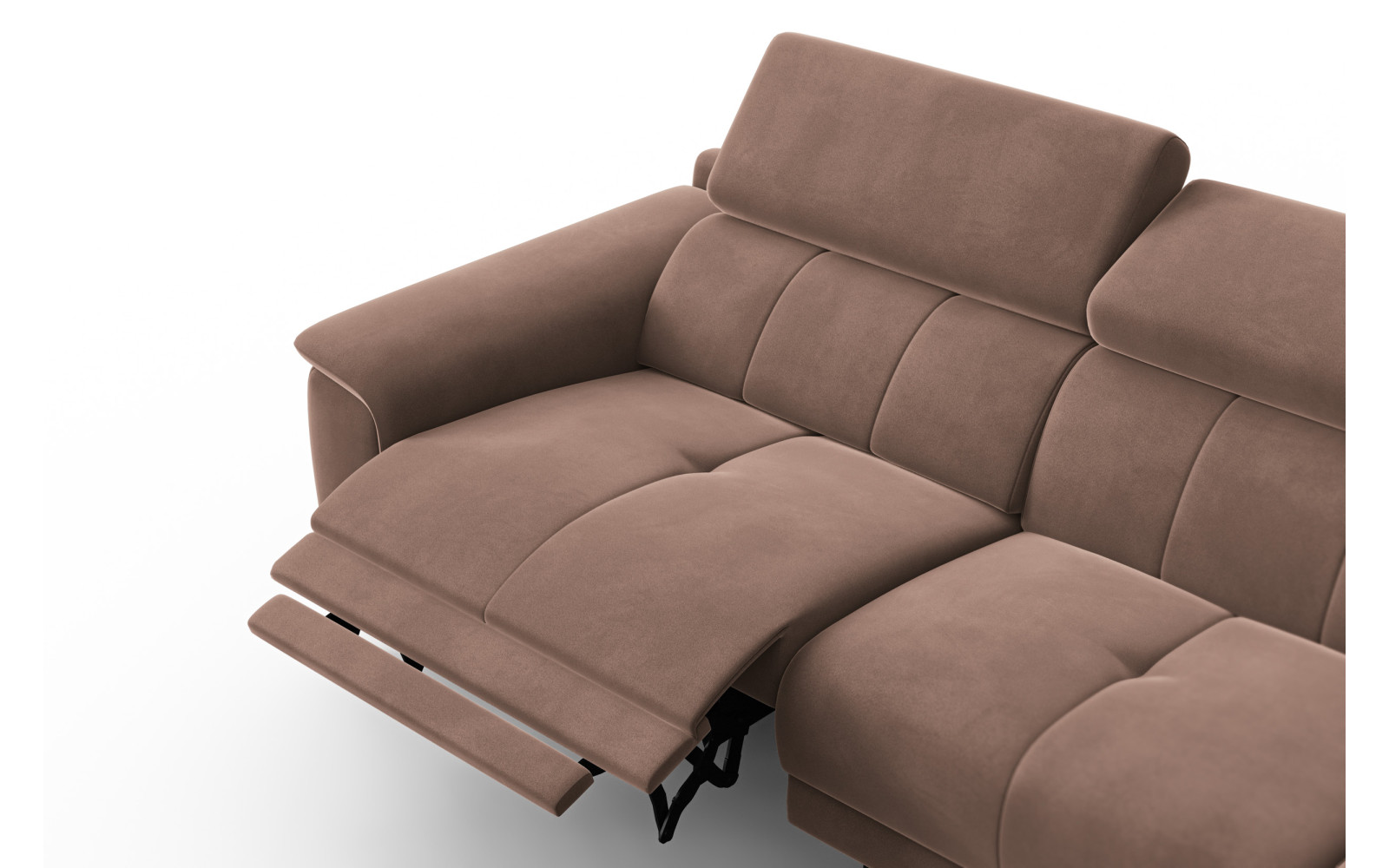 Canapé d'angle relax 4 places droit FIERO, tissu velours marron