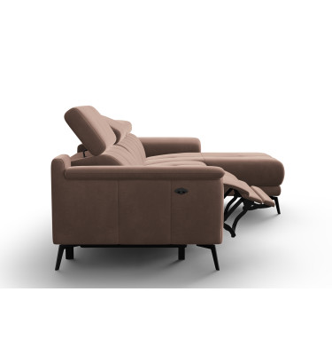 Canapé d'angle relax 4 places droit FIERO, tissu velours marron