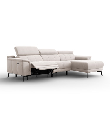Canapé d'angle relax 4 places droit FIERO, tissu velours beige