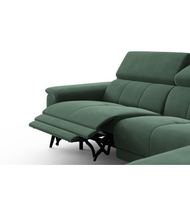 Canapé d'angle relax 4 places droit FIERO, tissu velours vert