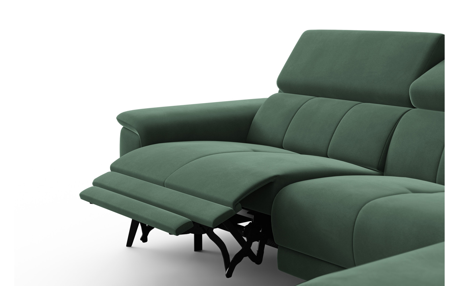Canapé d'angle relax 4 places droit FIERO, tissu velours vert