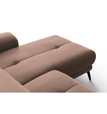 Canapé d'angle relax 4 places droit FIERO, tissu velours marron