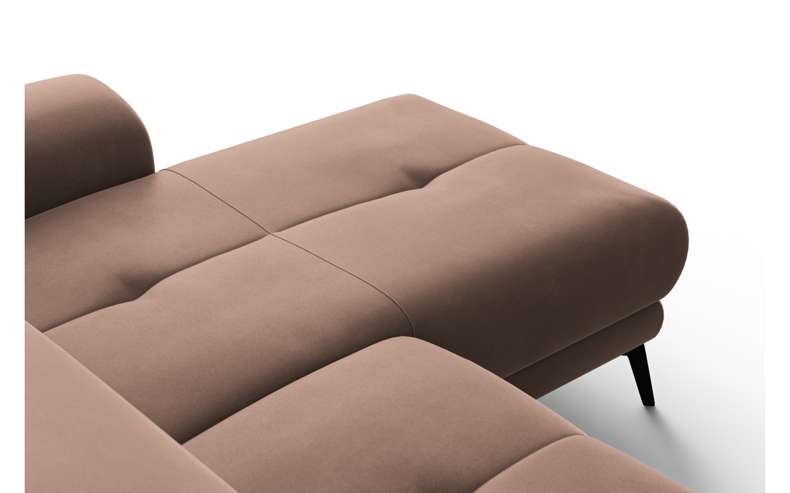 Canapé d'angle relax 4 places droit FIERO, tissu velours marron