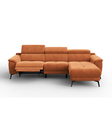 Canapé d'angle relax 4 places droit FIERO, tissu velours orange
