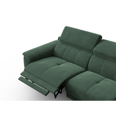 Canapé d'angle relax 4 places droit FIERO, tissu velours vert