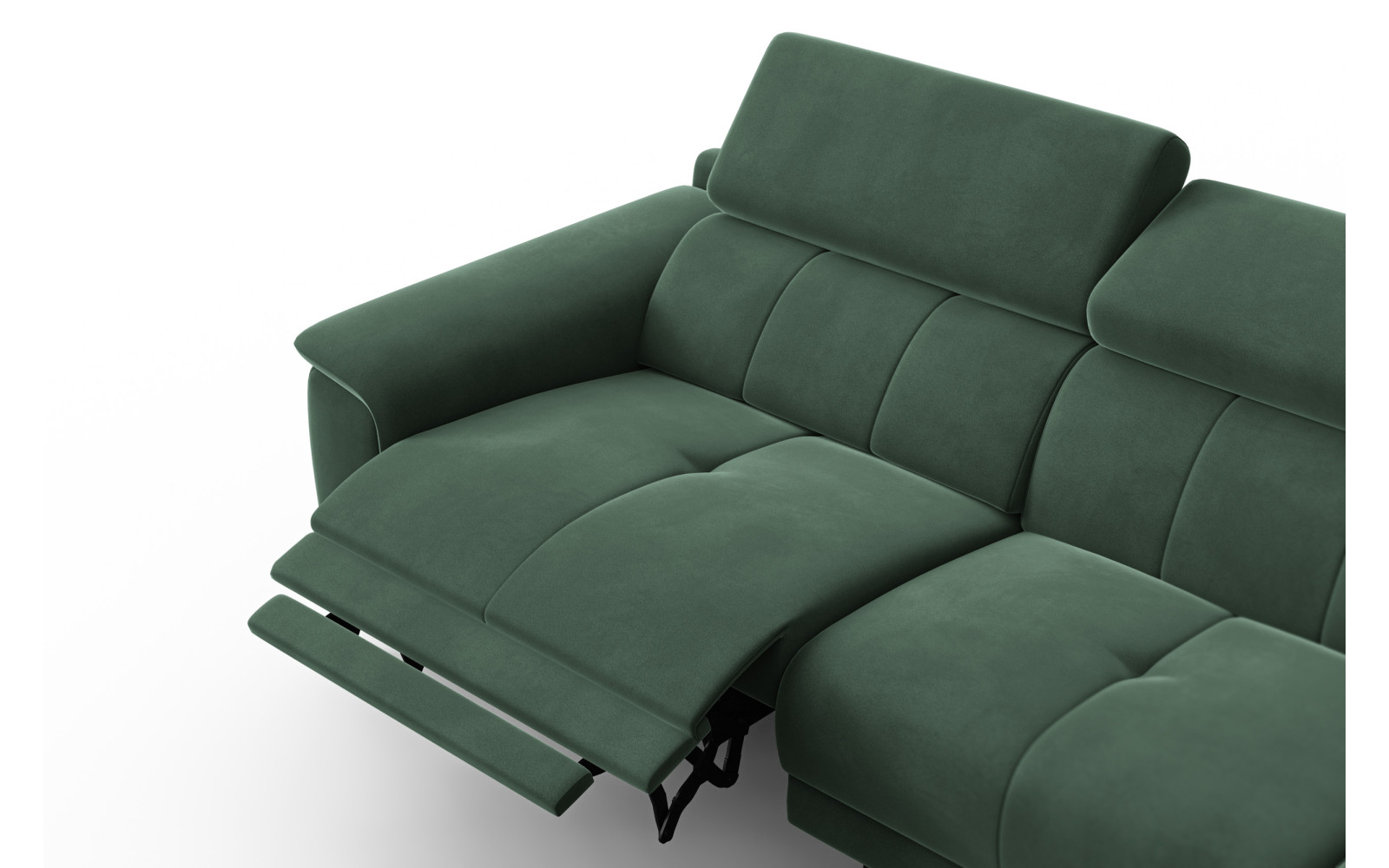 Canapé d'angle relax 4 places droit FIERO, tissu velours vert