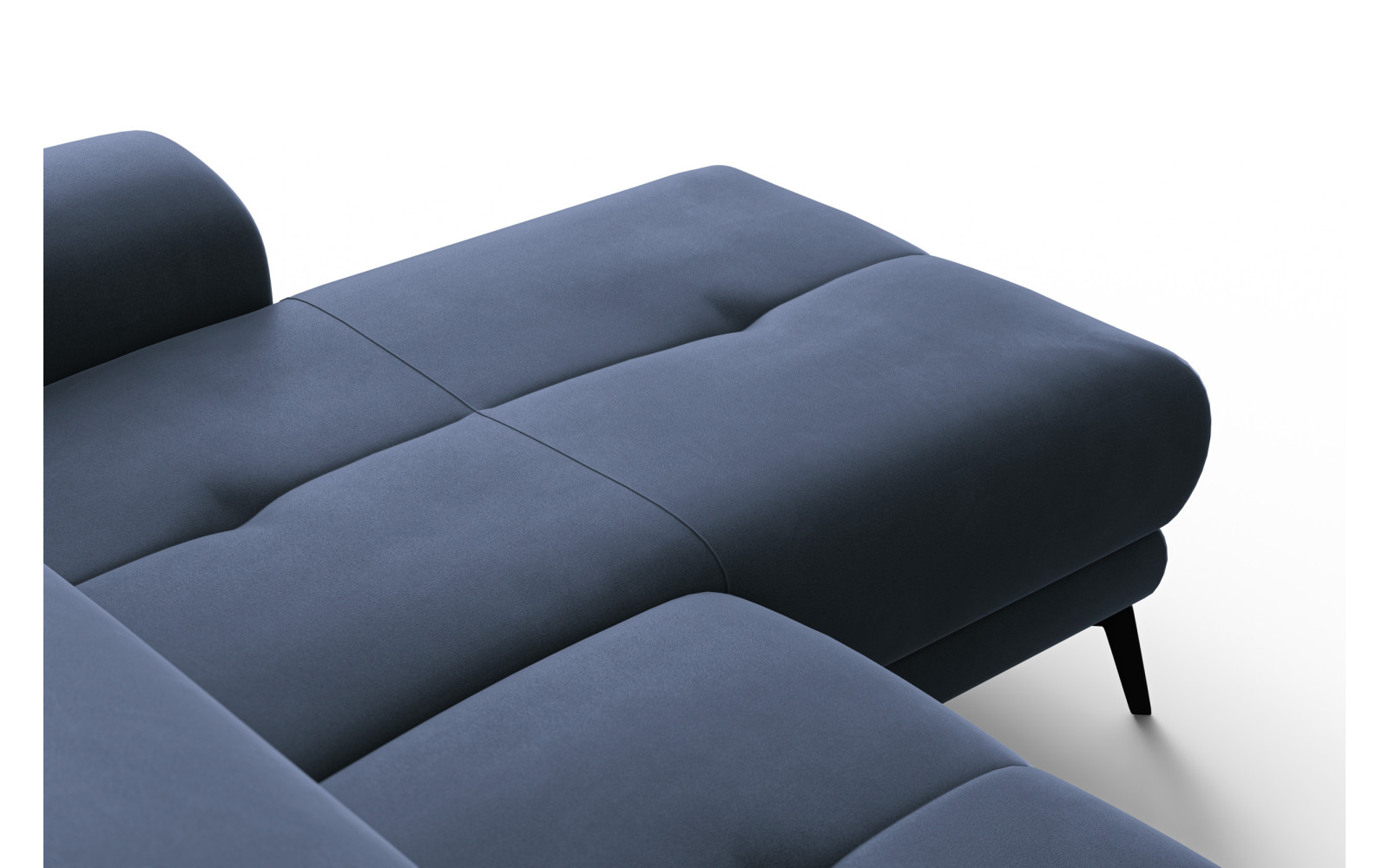Canapé d'angle relax 4 places droit FIERO, tissu velours bleu marine