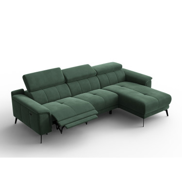 Canapé d'angle relax 4 places droit FIERO, tissu velours vert