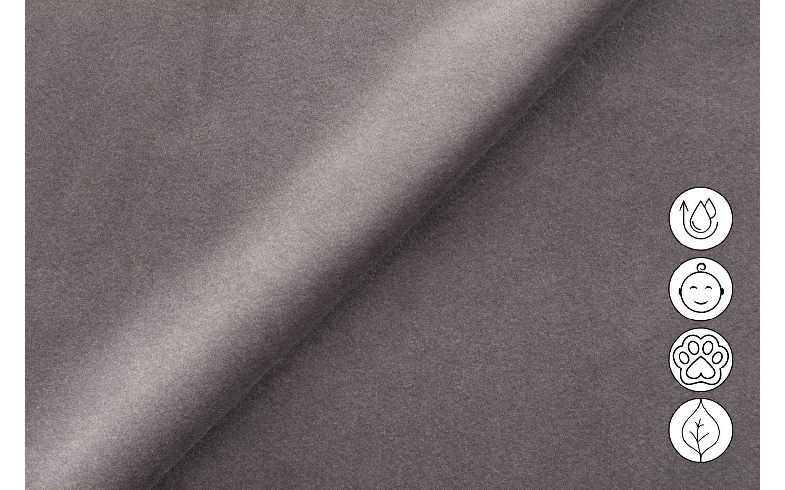 Canapé d'angle relax 4 places droit FIERO, tissu velours gris foncé