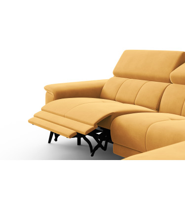 Canapé d'angle relax 4 places droit FIERO, tissu velours jaune