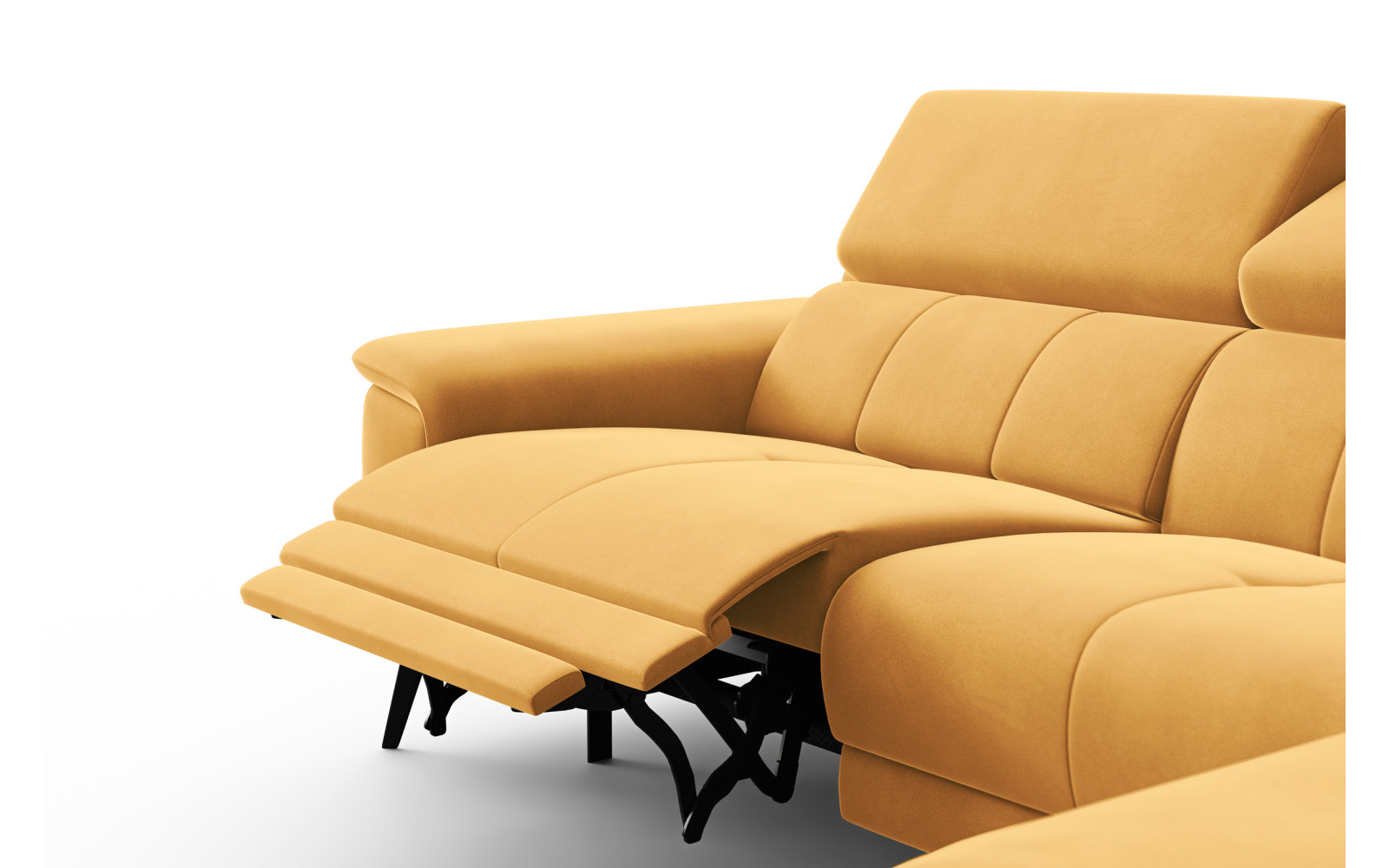 Canapé d'angle relax 4 places droit FIERO, tissu velours jaune