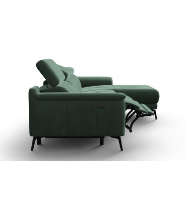 Canapé d'angle relax 4 places droit FIERO, tissu velours vert
