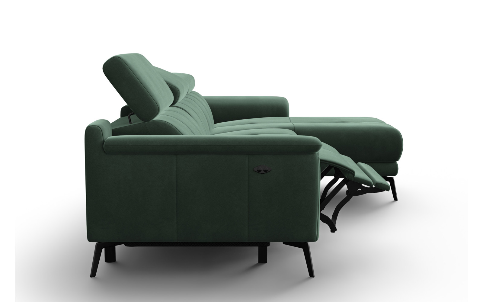 Canapé d'angle relax 4 places droit FIERO, tissu velours vert