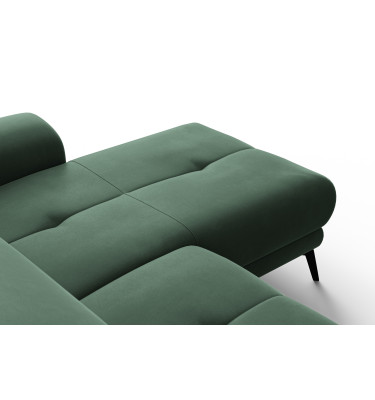 Canapé d'angle relax 4 places droit FIERO, tissu velours vert