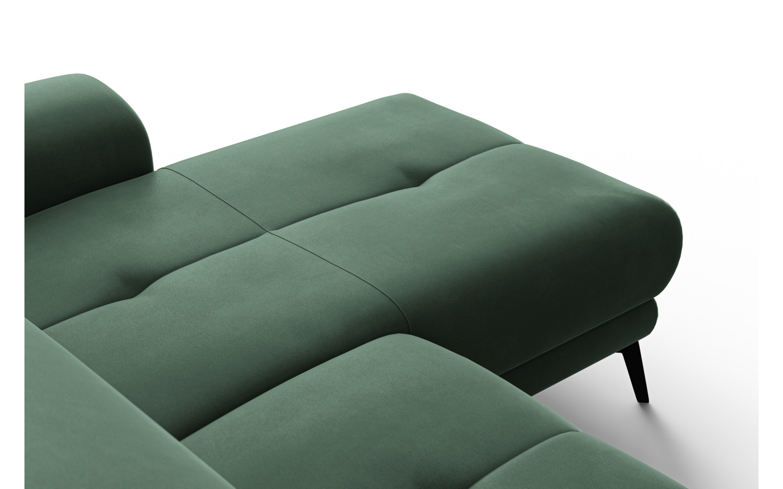 Canapé d'angle relax 4 places droit FIERO, tissu velours vert