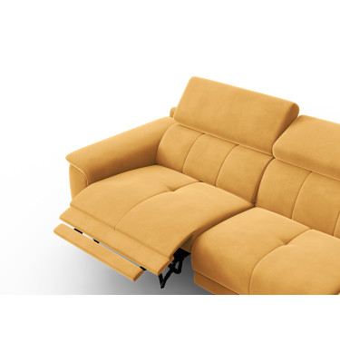 Canapé d'angle relax 4 places droit FIERO, tissu velours jaune