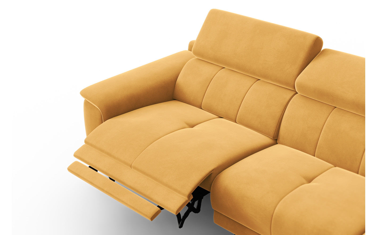 Canapé d'angle relax 4 places droit FIERO, tissu velours jaune