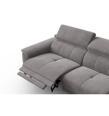Canapé d'angle relax 4 places droit FIERO, tissu velours gris foncé