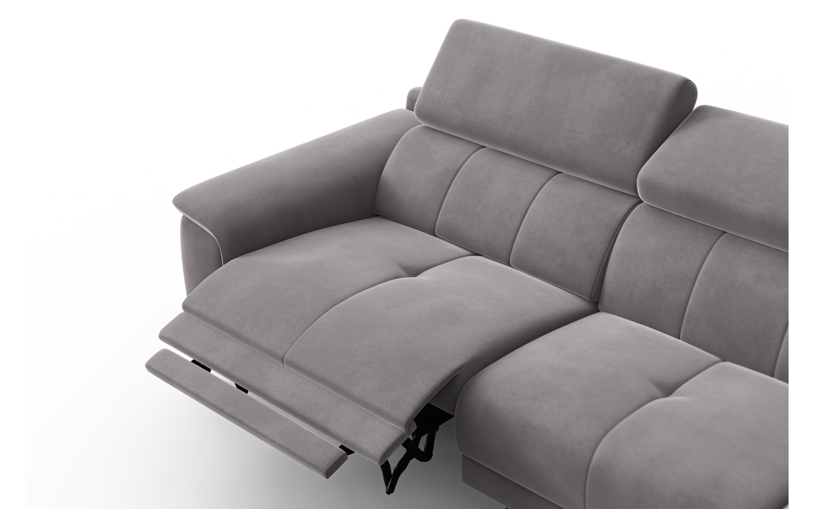 Canapé d'angle relax 4 places droit FIERO, tissu velours gris foncé