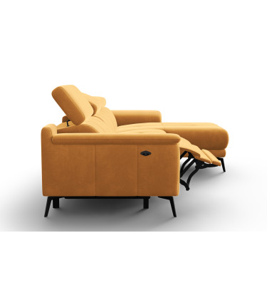 Canapé d'angle relax 4 places droit FIERO, tissu velours jaune