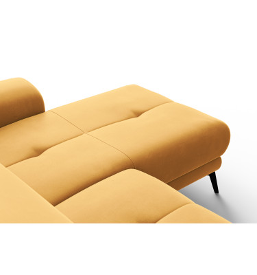 Canapé d'angle relax 4 places droit FIERO, tissu velours jaune