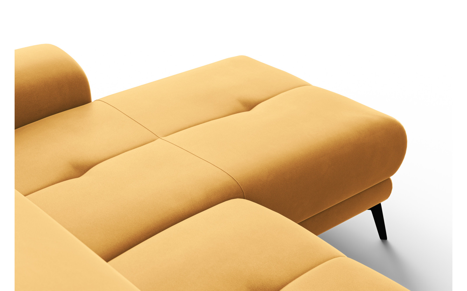 Canapé d'angle relax 4 places droit FIERO, tissu velours jaune