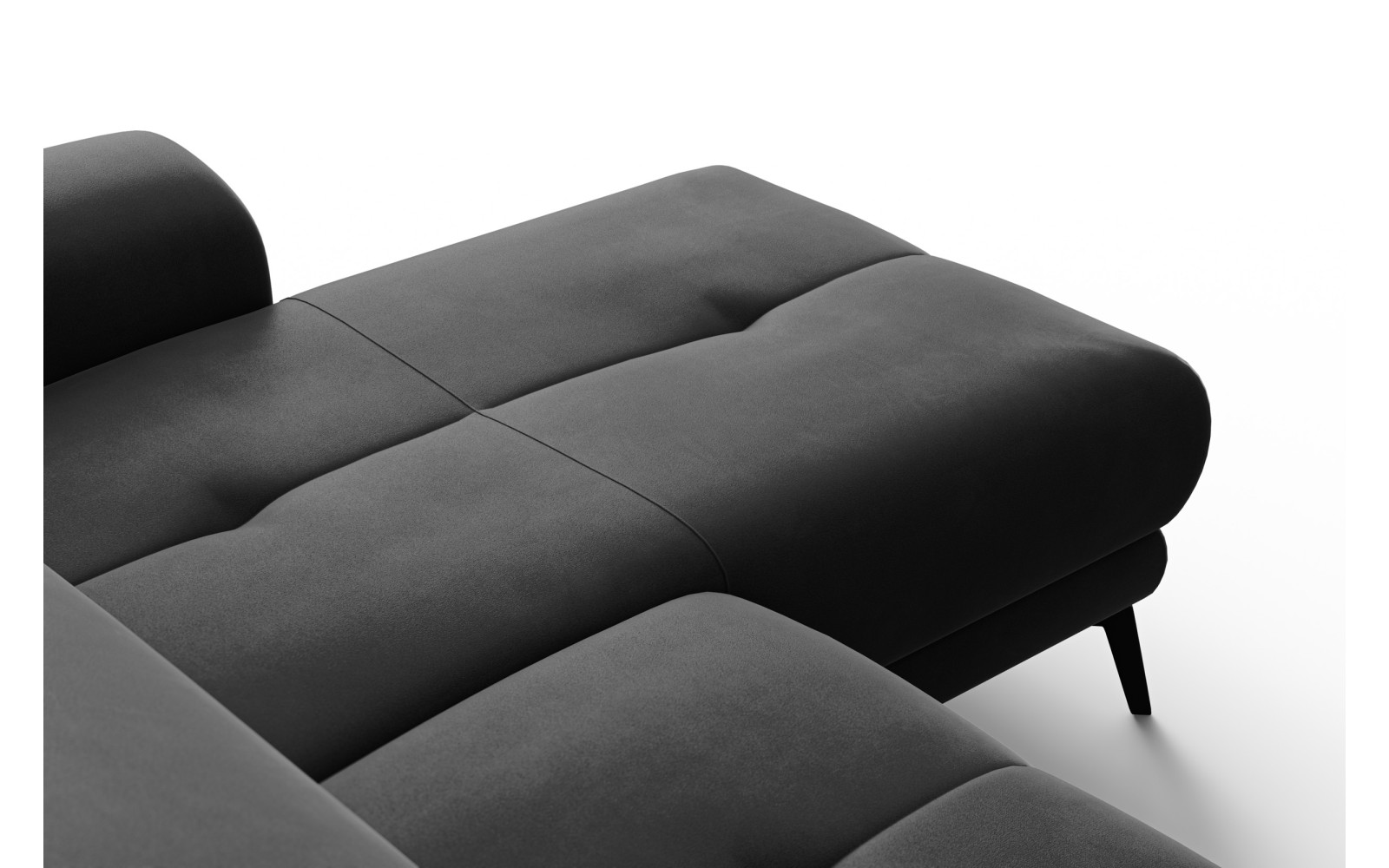 Canapé d'angle relax 4 places droit FIERO, tissu velours noir