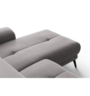 Canapé d'angle relax 4 places droit FIERO, tissu velours gris foncé
