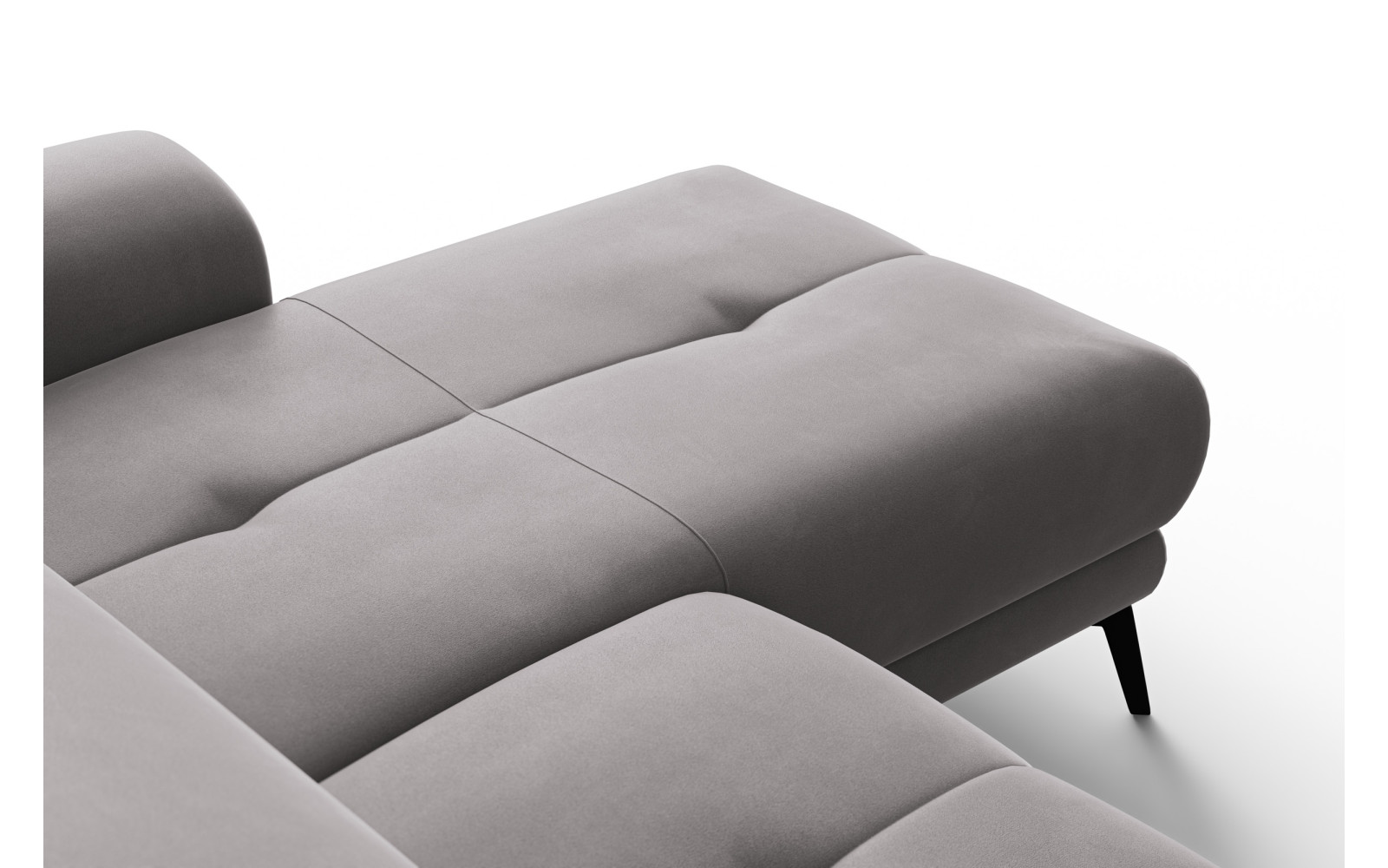 Canapé d'angle relax 4 places droit FIERO, tissu velours gris foncé