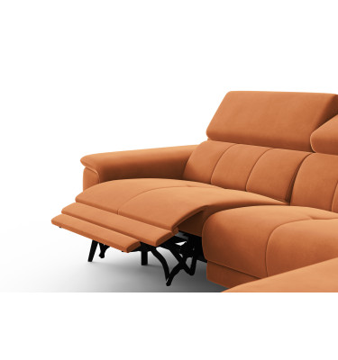 Canapé d'angle relax 4 places droit FIERO, tissu velours orange