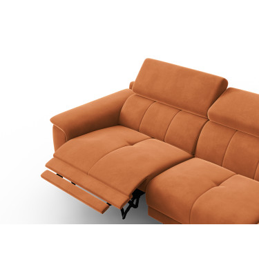 Canapé d'angle relax 4 places droit FIERO, tissu velours orange
