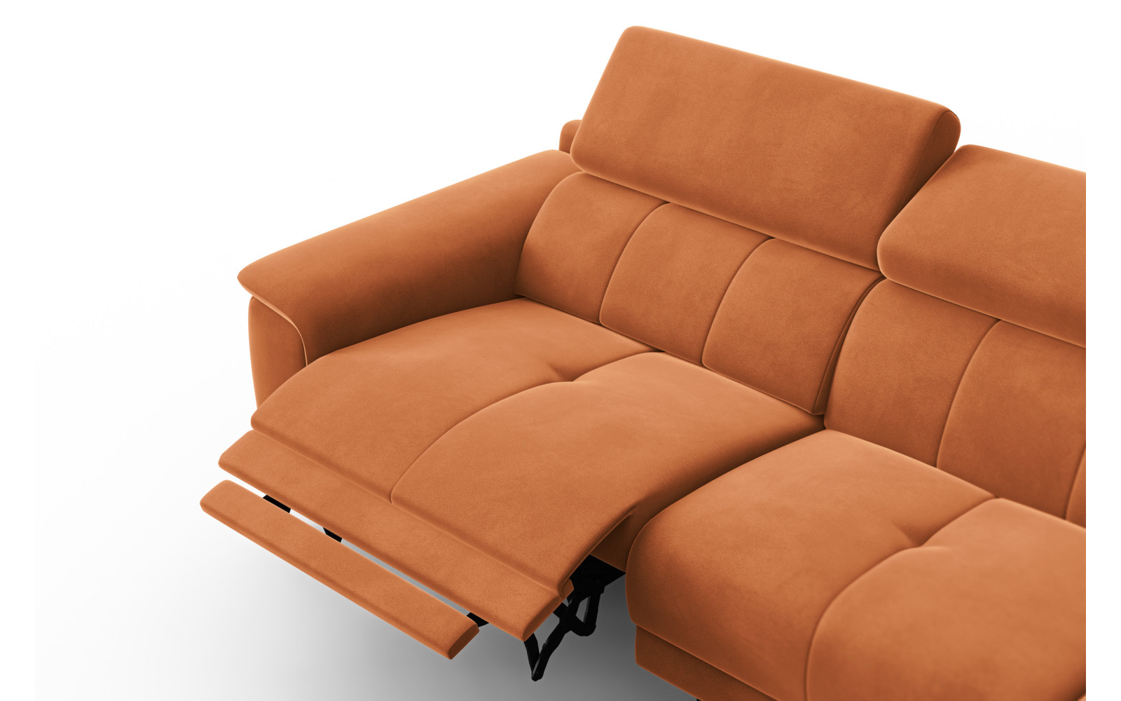 Canapé d'angle relax 4 places droit FIERO, tissu velours orange