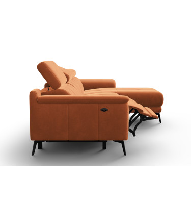Canapé d'angle relax 4 places droit FIERO, tissu velours orange
