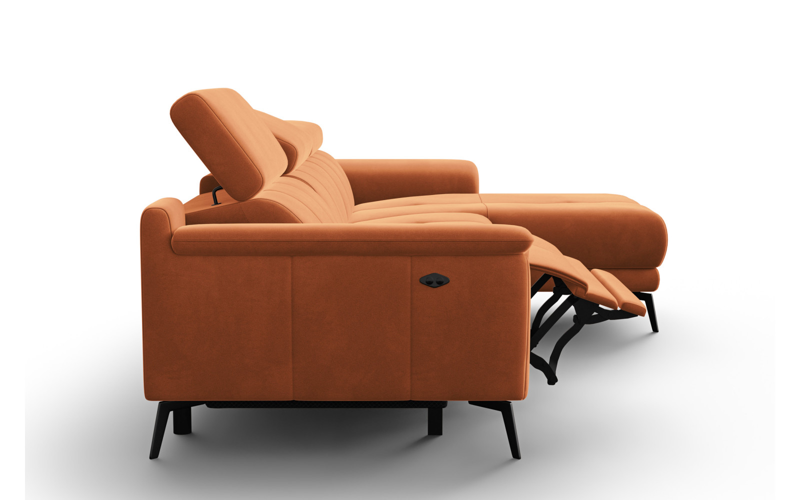 Canapé d'angle relax 4 places droit FIERO, tissu velours orange