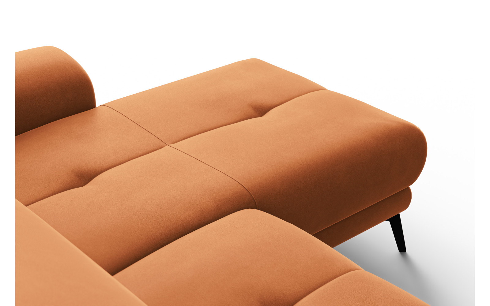 Canapé d'angle relax 4 places droit FIERO, tissu velours orange