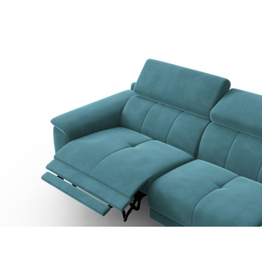 Canapé d'angle relax 4 places droit FIERO, tissu velours turquoise