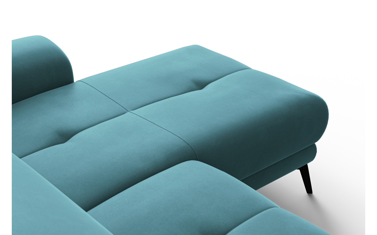Canapé d'angle relax 4 places droit FIERO, tissu velours turquoise