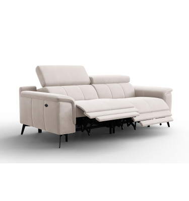 Canapé Relax 3 places FIERO, tissu velours beige