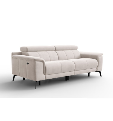 Canapé Relax 3 places FIERO, tissu velours beige