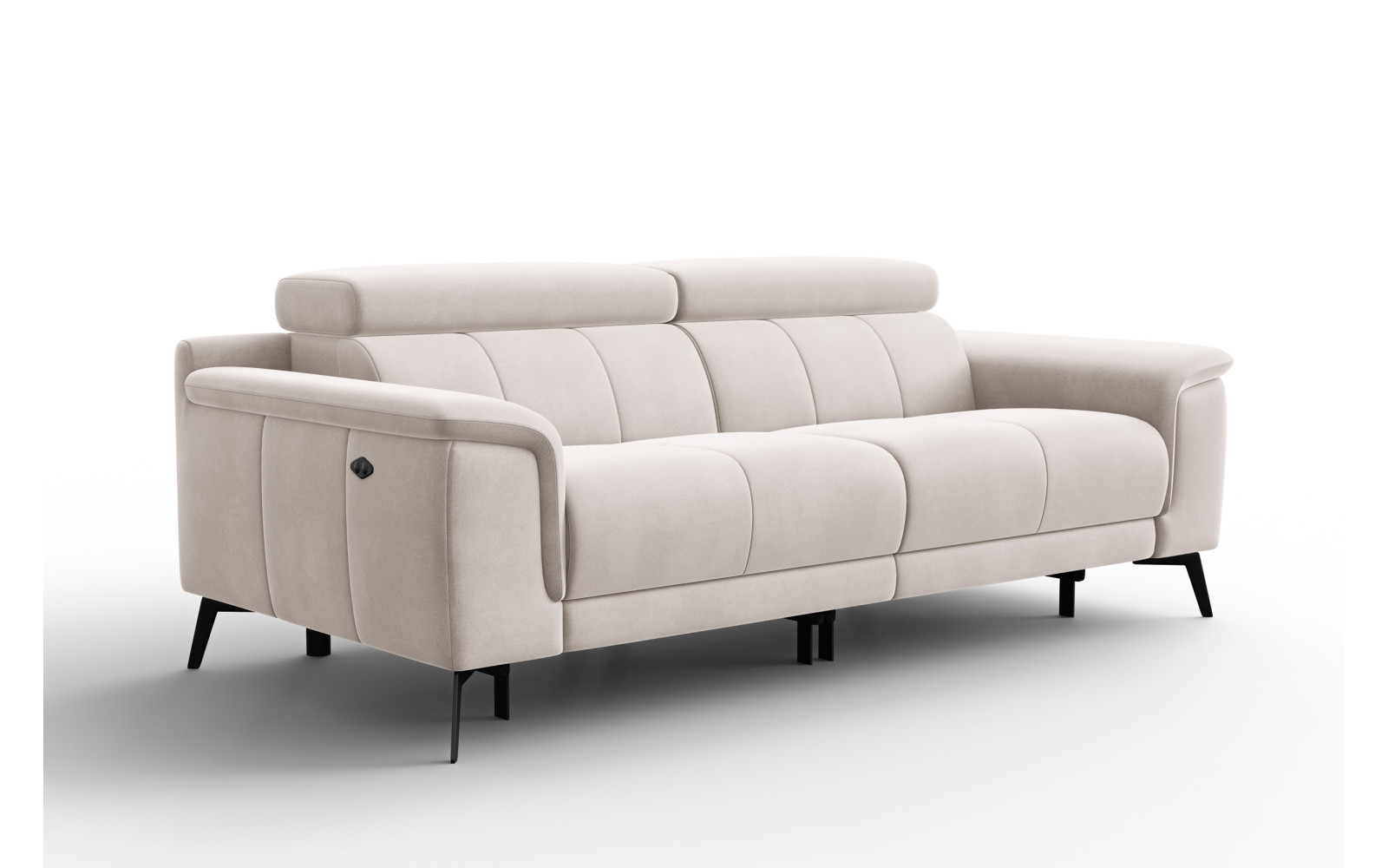 Canapé Relax 3 places FIERO, tissu velours beige