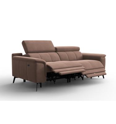 Canapé Relax 3 places FIERO, tissu velours marron