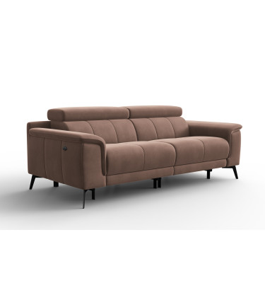 Canapé Relax 3 places FIERO, tissu velours marron