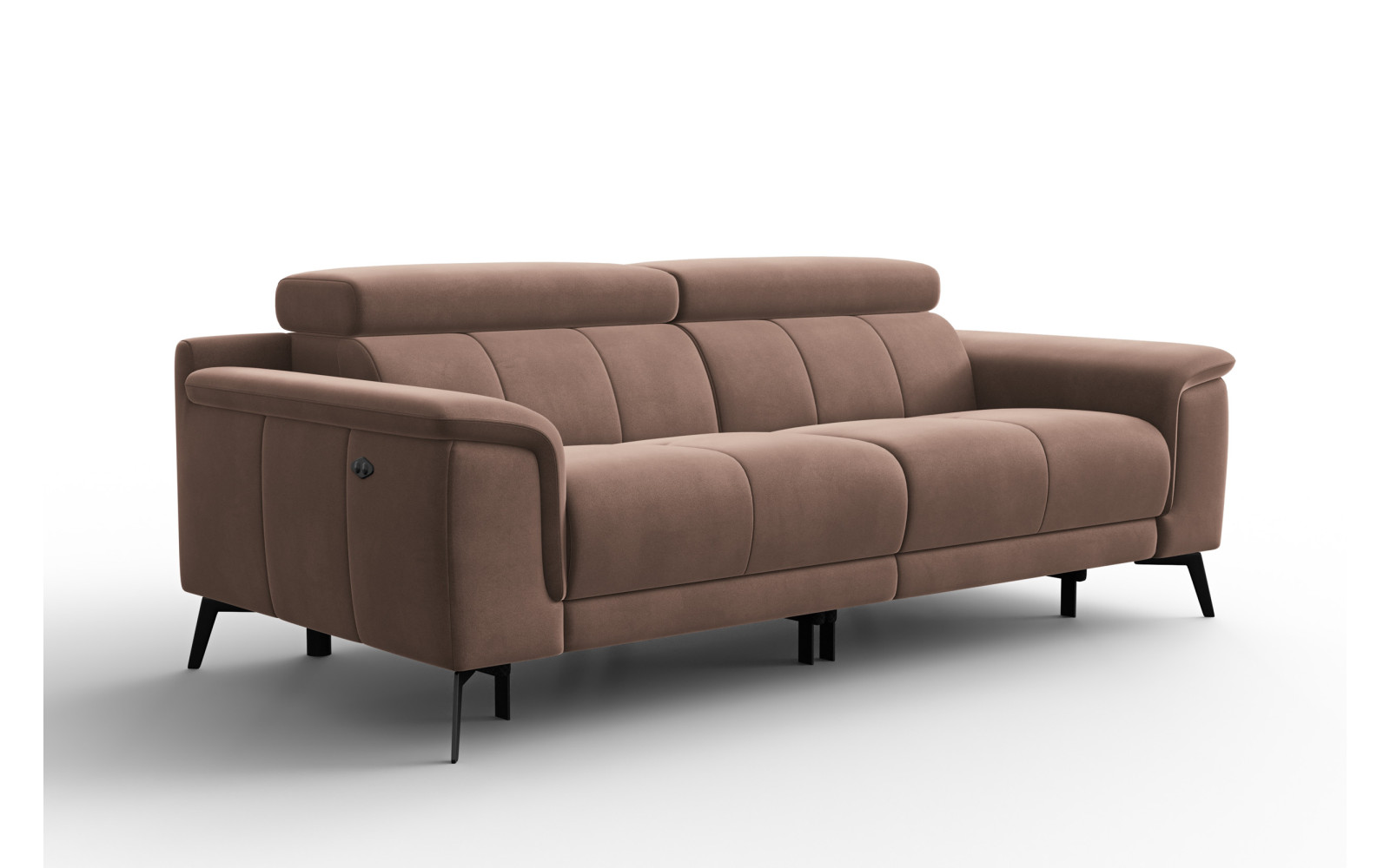 Canapé Relax 3 places FIERO, tissu velours marron