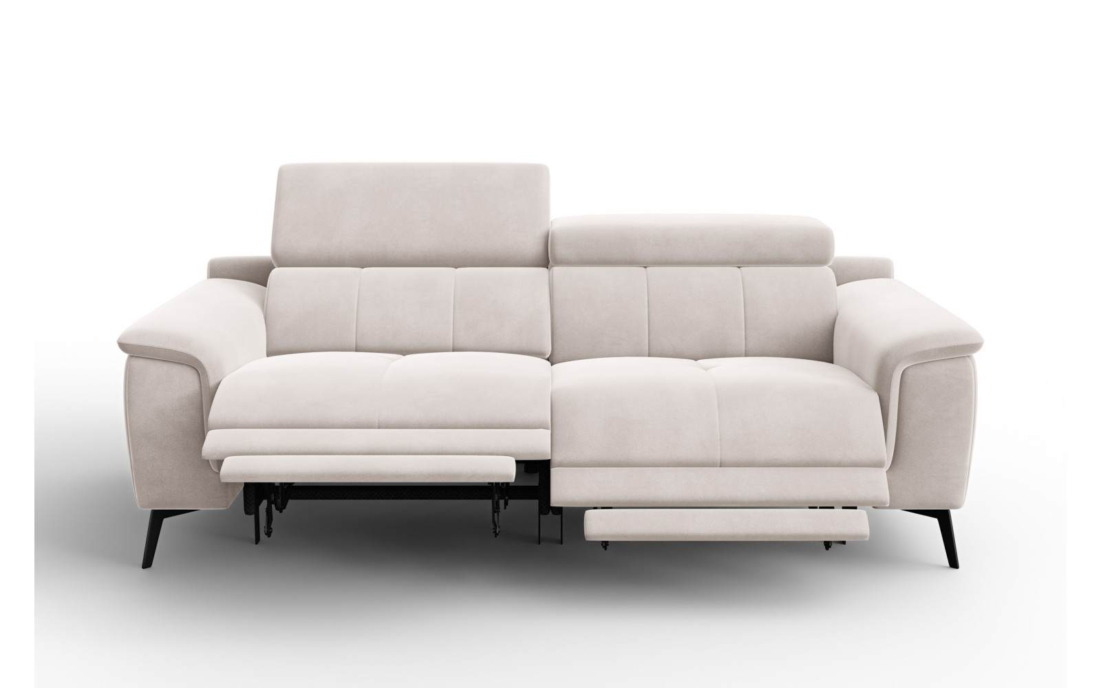 Canapé Relax 3 places FIERO, tissu velours beige