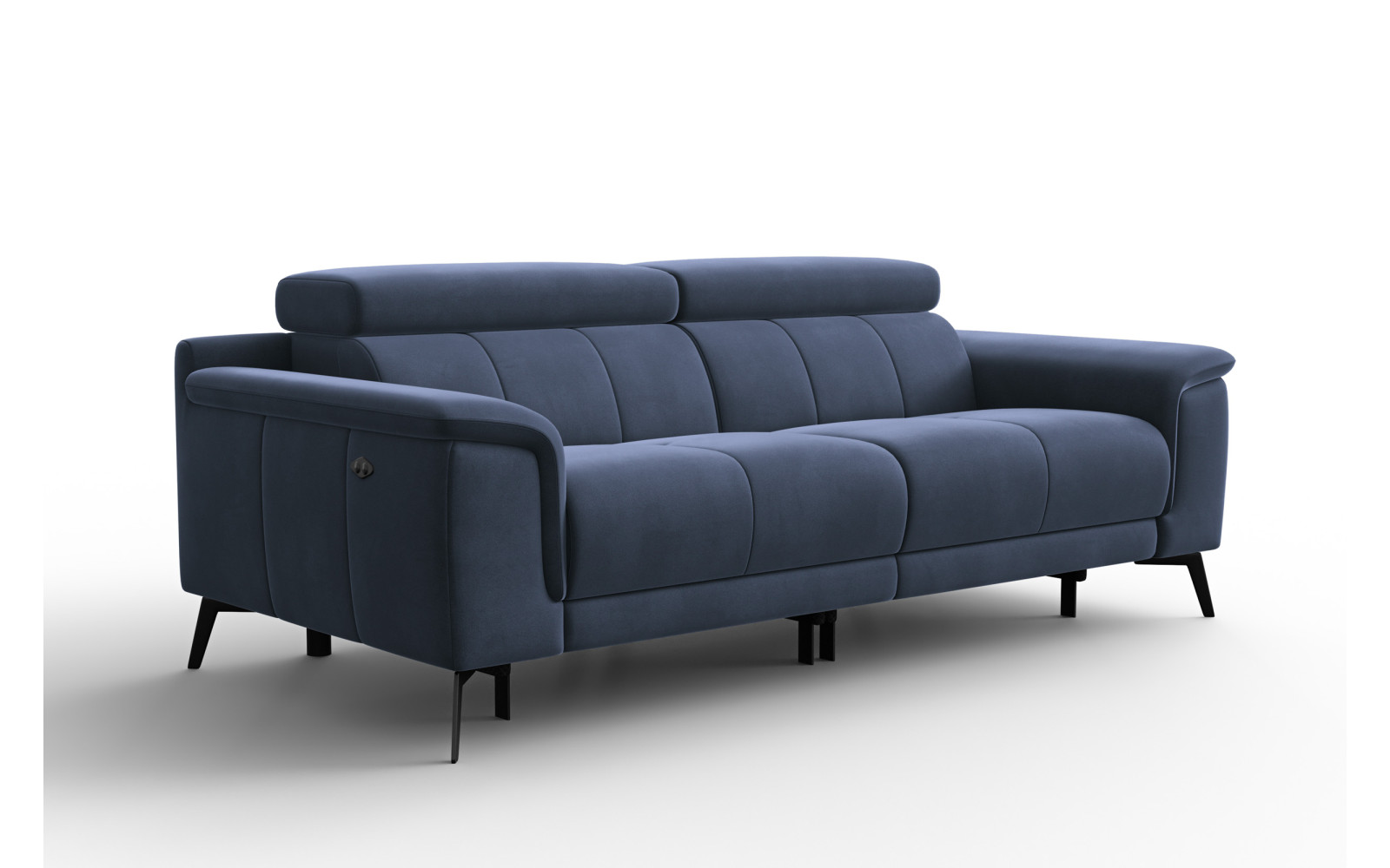 Canapé Relax 3 places FIERO, tissu velours bleu marine