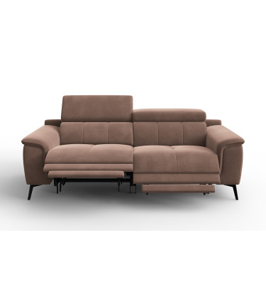 Canapé Relax 3 places FIERO, tissu velours marron