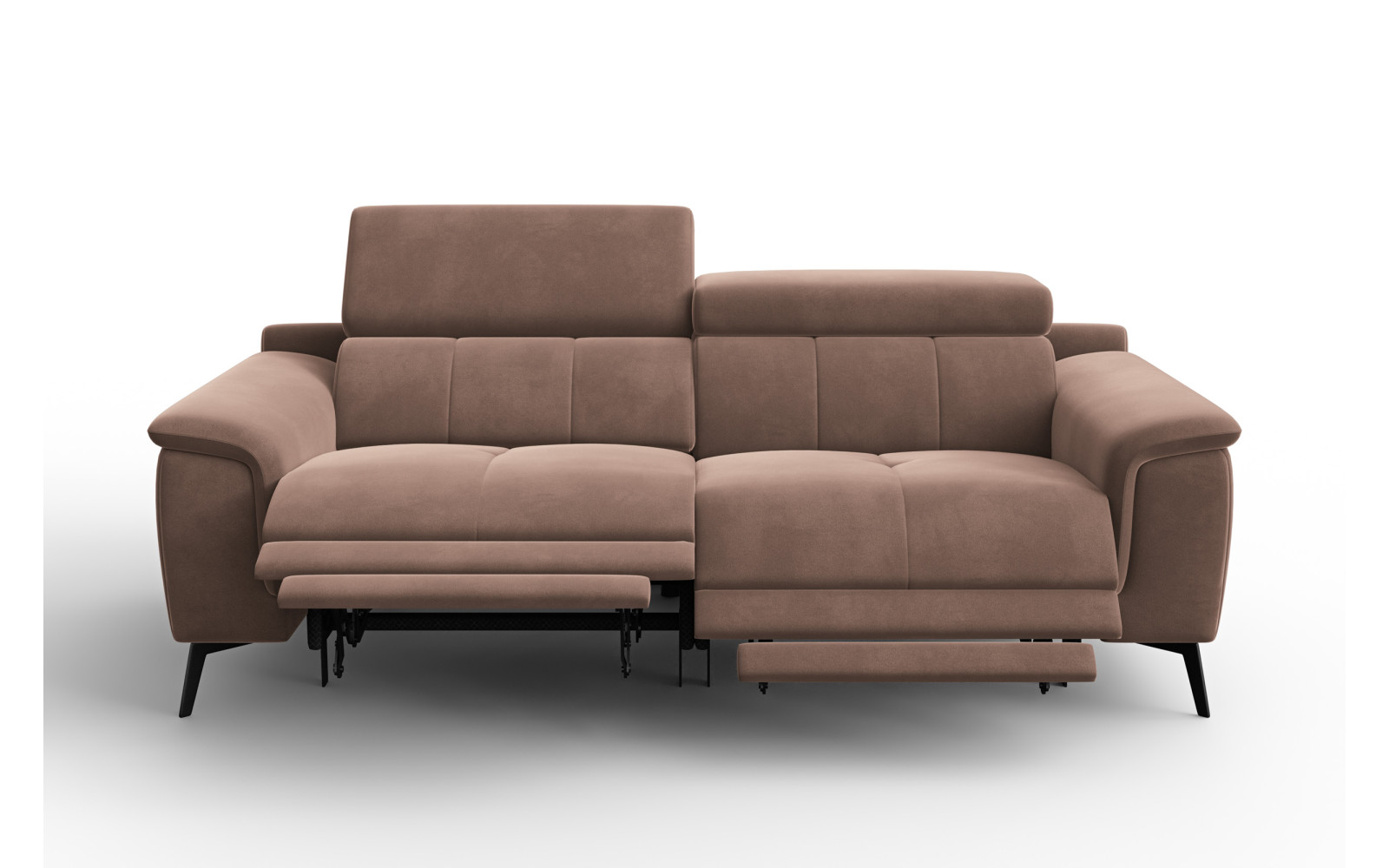 Canapé Relax 3 places FIERO, tissu velours marron
