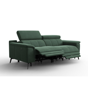 Canapé Relax 3 places FIERO, tissu velours vert