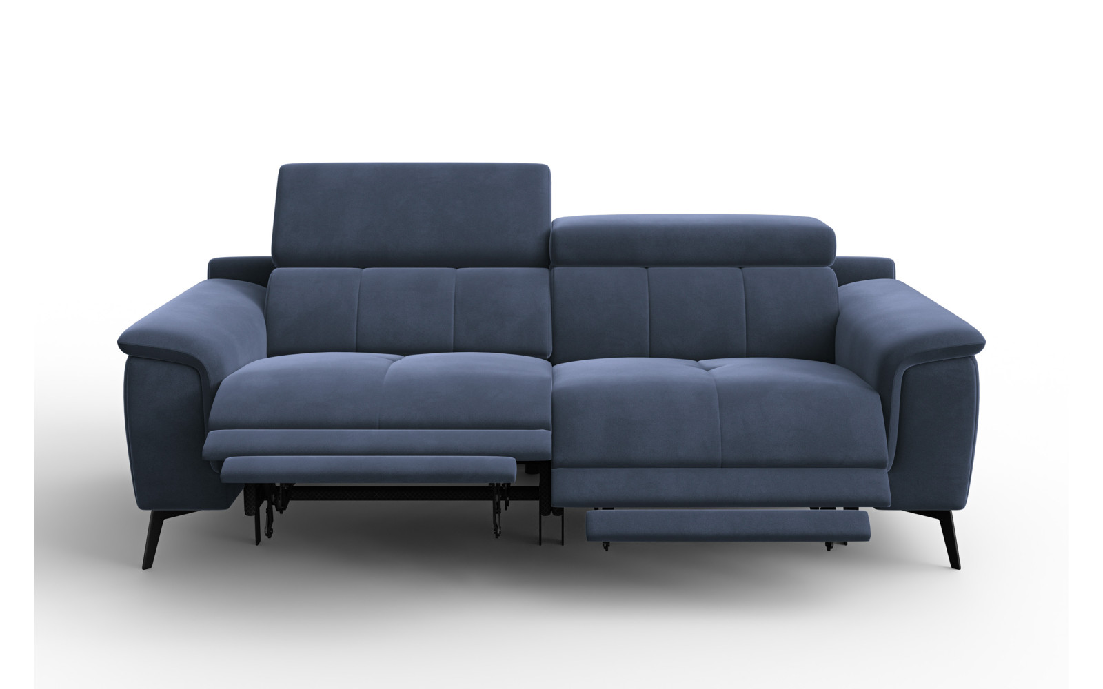 Canapé Relax 3 places FIERO, tissu velours bleu marine